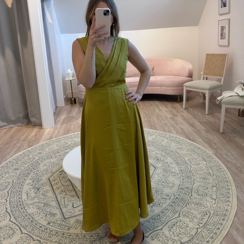 Banana Republic chartreuse midi dress